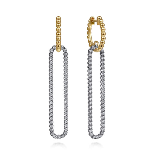 Gabriel & Co. 14K White Yellow Gold Bujukan Beads and Diamond Huggie Drop Earrings EG15316M45JJ