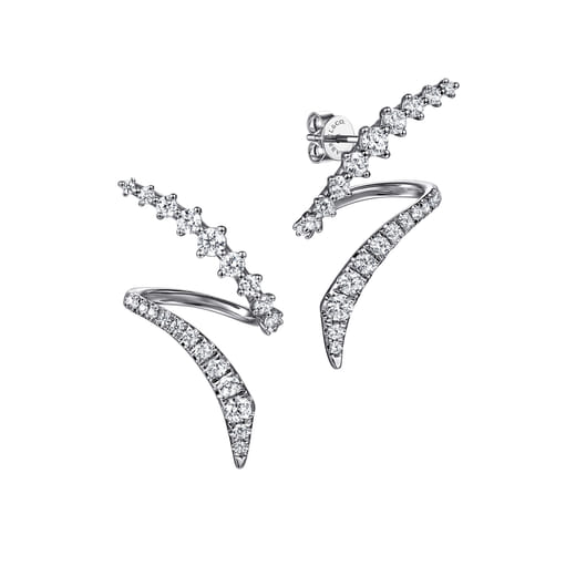 Gabriel & Co. 14K White Gold Graduating Diamond Bypass Stud Earrings EG15367W45JJ