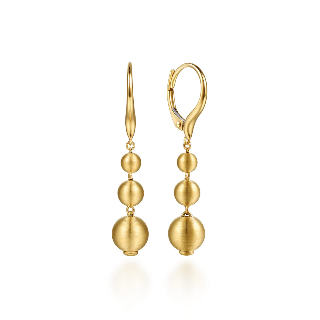 Gabriel & Co. 14K Yellow Gold Graduating Bujukan Beads Leverback Drop Earrings — front view — EG15663Y4JJJ