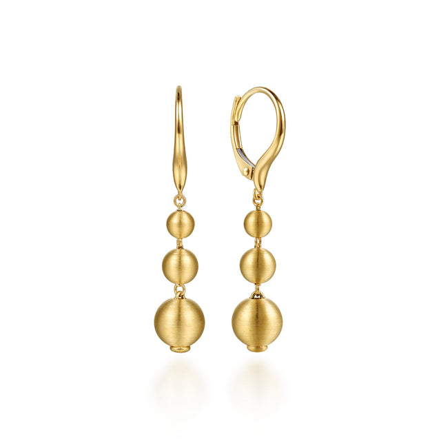 Gabriel & Co. 14K Yellow Gold Graduating Bujukan Beads Leverback Drop Earrings