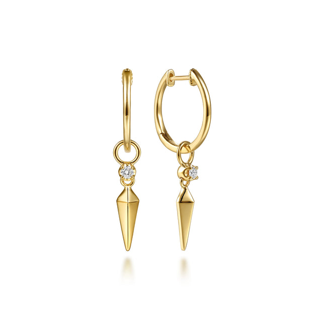 Gabriel & Co. 14K Yellow Gold Spike Diamond Huggie Drop Earrings