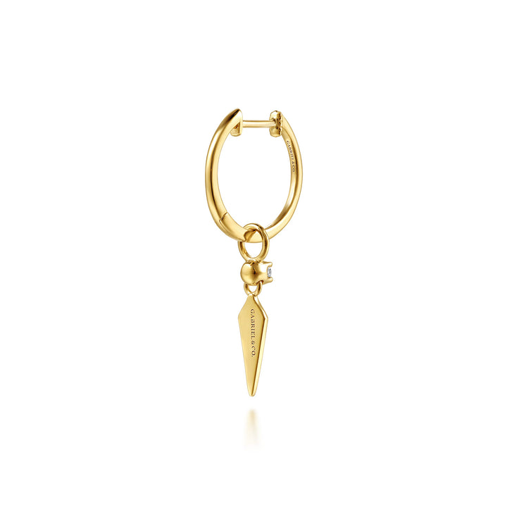 Gabriel & Co. 14K Yellow Gold Spike Diamond Huggie Drop Earrings — alternate view — EG15739Y45JJ