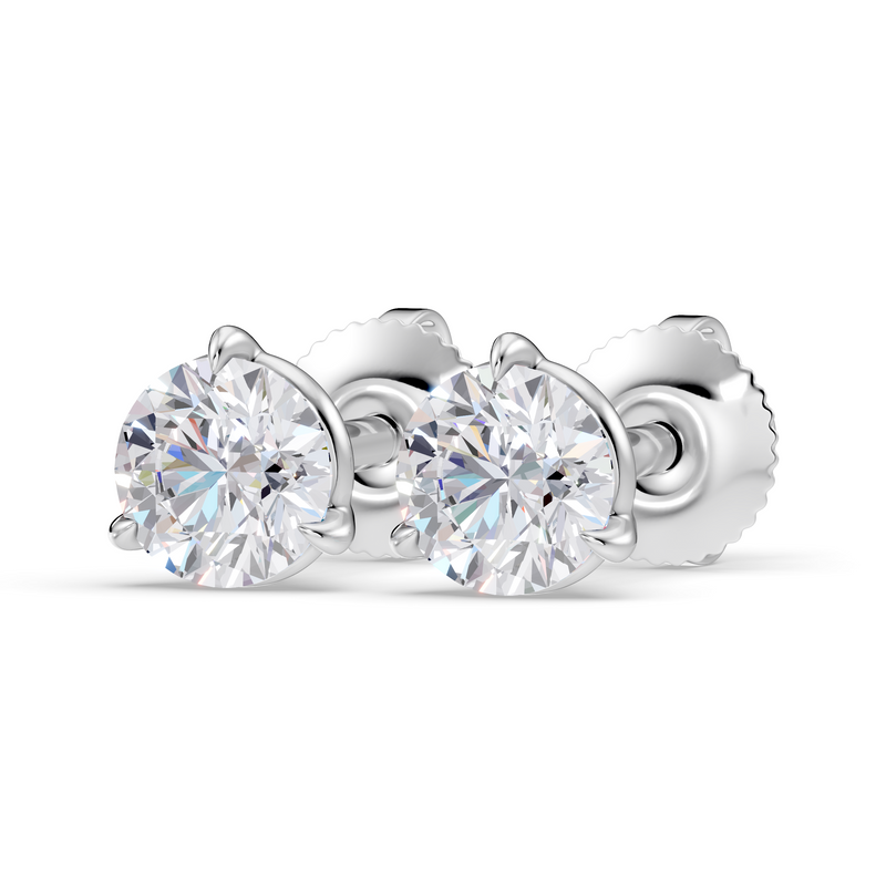 0.50 TCW round lab-grown diamond stud earrings in 14K white gold – angled view