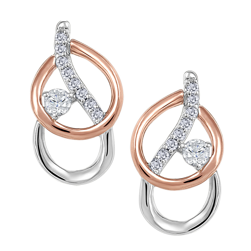 0.08 TCW Canadian Diamond Earrings in 10K White &amp; Rose Gold – FIG2078E08