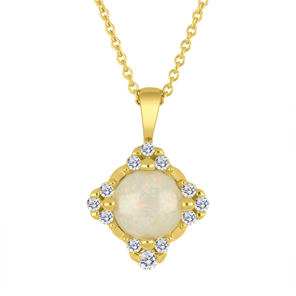 Opal and Canadian diamond necklace in 10K yellow gold – FIG3379P02