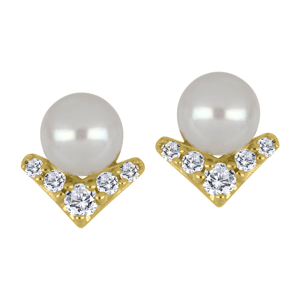 Pearl and Canadian diamond earrings in 10K yellow gold – FIG3393EWH