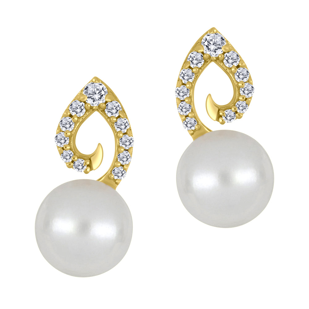 Pearl and Canadian diamond earrings in 10K yellow gold – FIG3414EWH