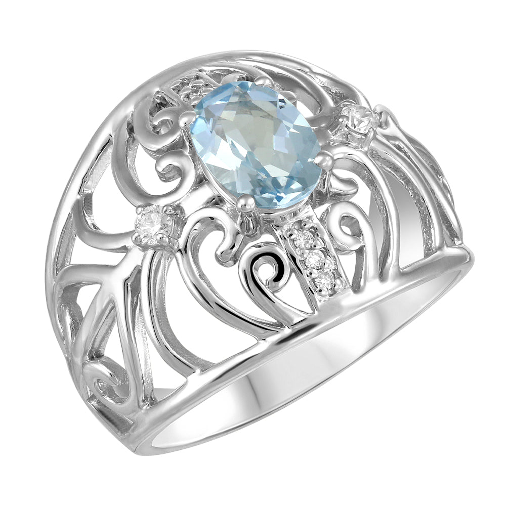 Aquamarine and Canadian diamond ring in 10K white gold – FIJ2961/05