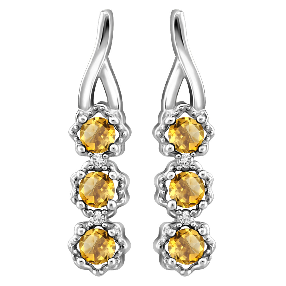 Citrine and natural diamond earrings in 10K white gold – G1140E/CT