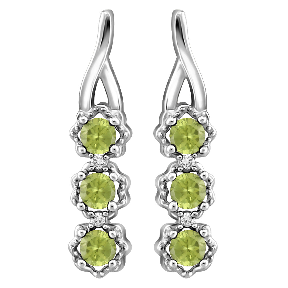 Peridot and natural diamond earrings in 10K white gold – G1140E/PD