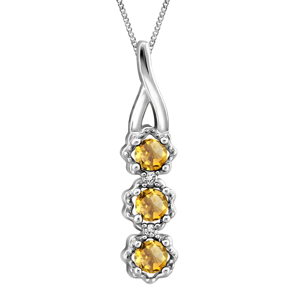Citrine and natural diamond necklace in 10K white gold – G1140P/CT