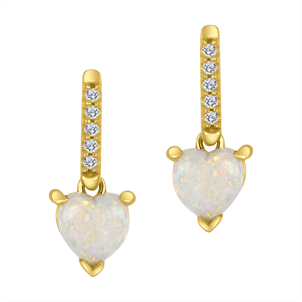 Opal and natural diamond earrings in 10K yellow gold – G3492E/OP