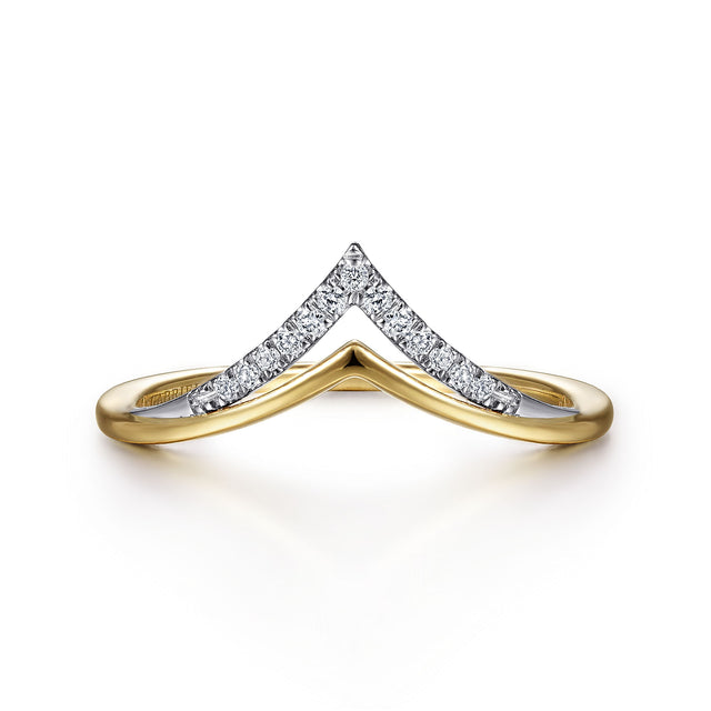 Gabriel & Co. 14K White and Yellow Gold Diamond Chevron Ring