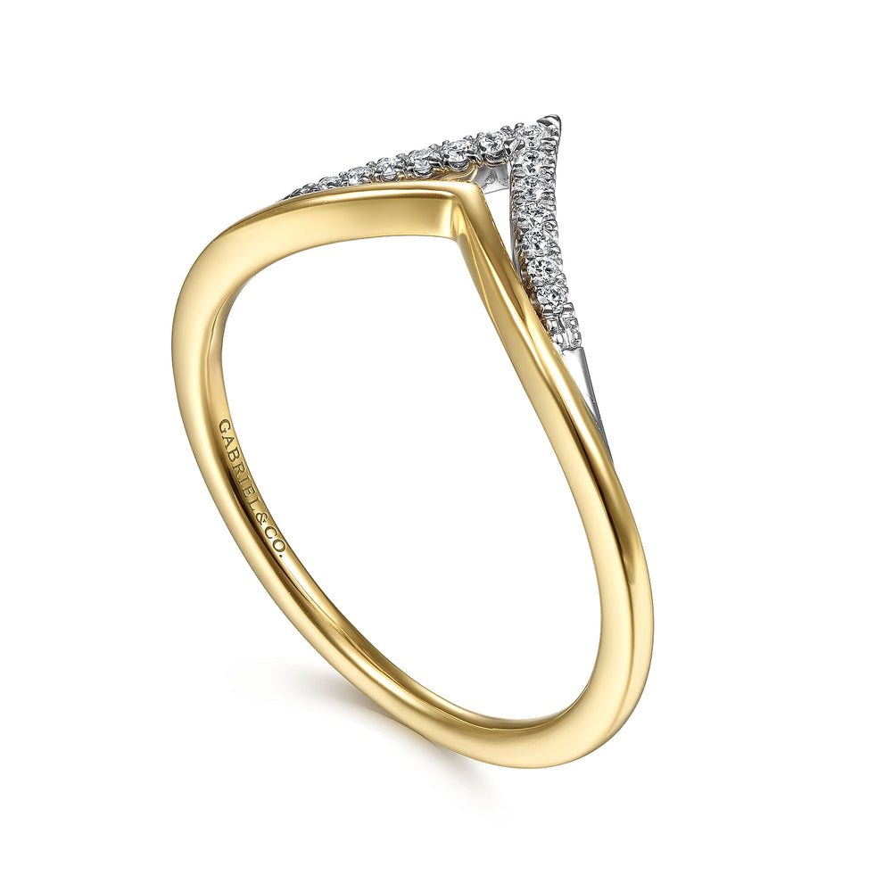 Gabriel & Co. 14K White and Yellow Gold Diamond Chevron Ring — product view 1 — LR51826M45JJ