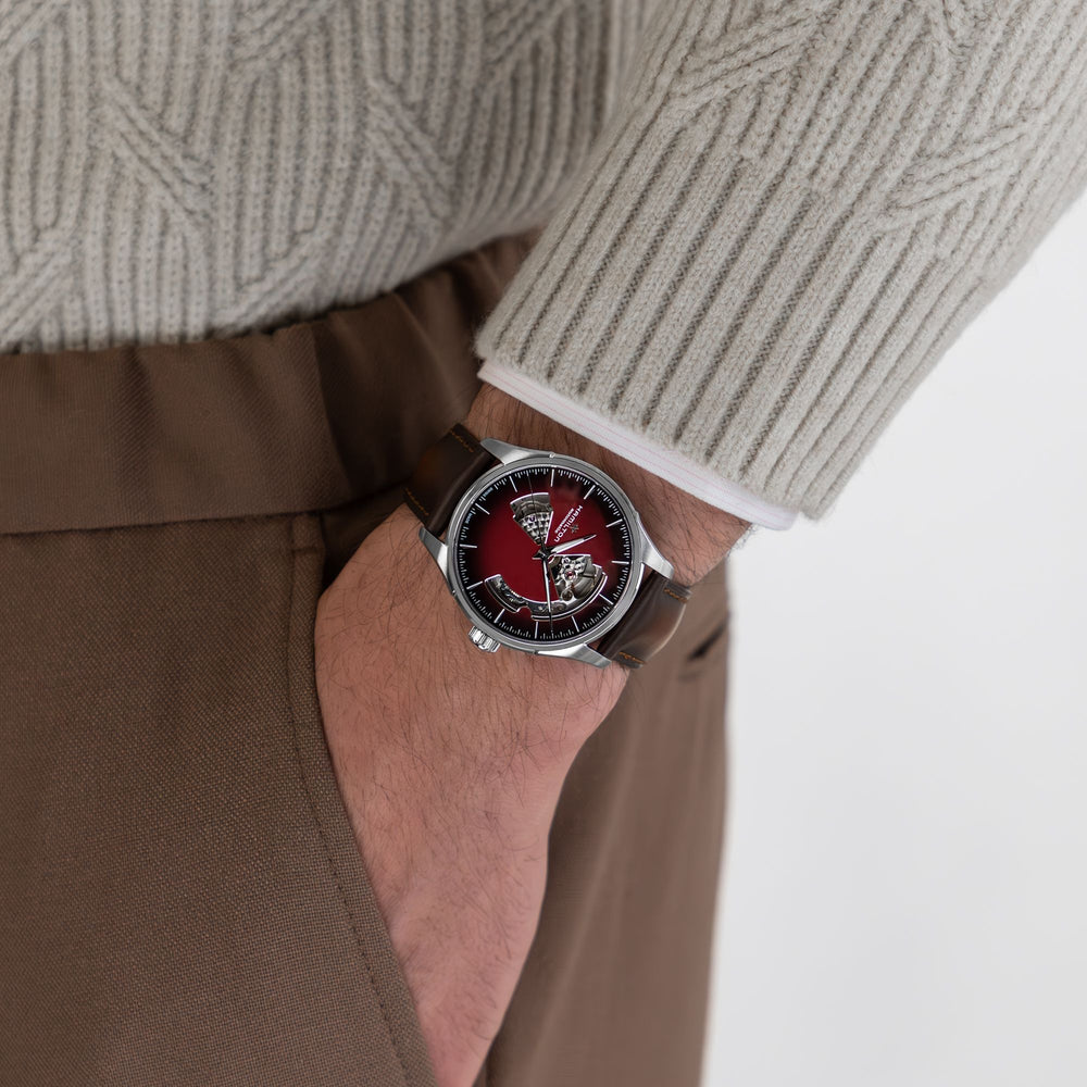 Hamilton Jazzmaster Open Heart Auto 40 mm Red Dial H32675570 wrist
