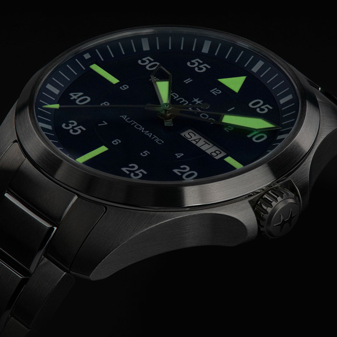 Hamilton Khaki Aviation Pilot Day Date Auto 42mm H64635140 luminisense