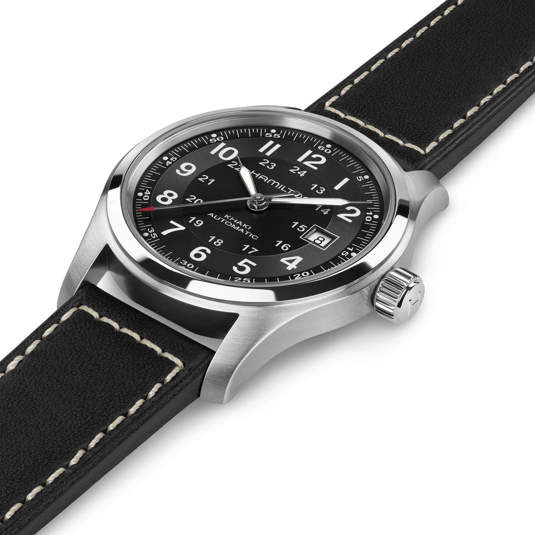 Hamilton Khaki Field Auto 42 mm H70605733 laid vew
