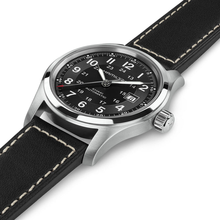 Hamilton Khaki Field Auto 42 mm H70605733 laid vew