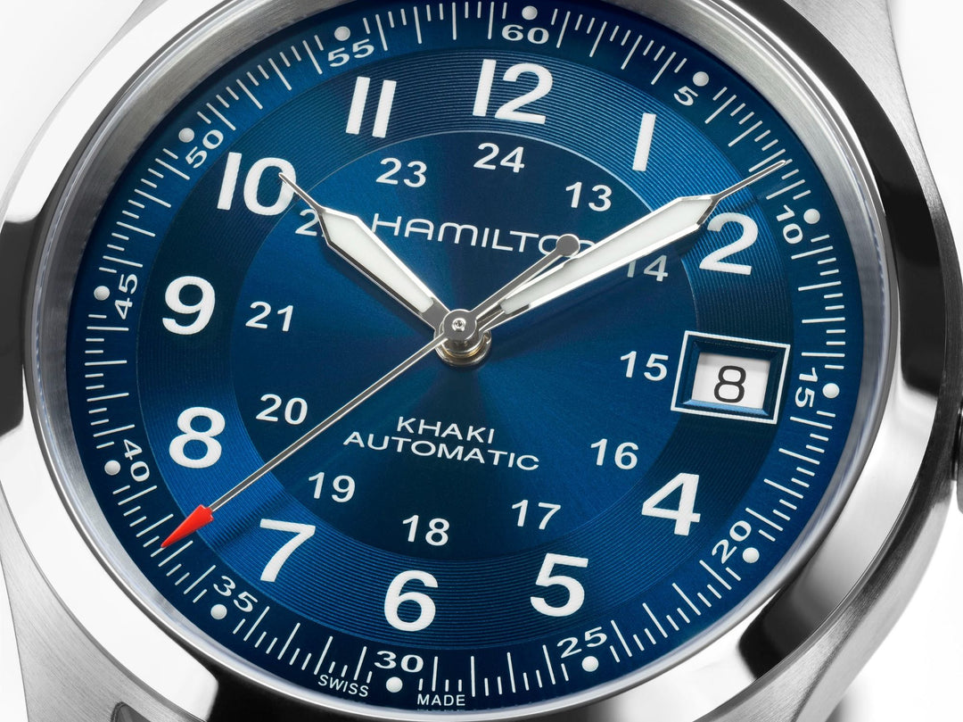Hamilton Khaki Field Automatic 38mm H70455140 dial detail