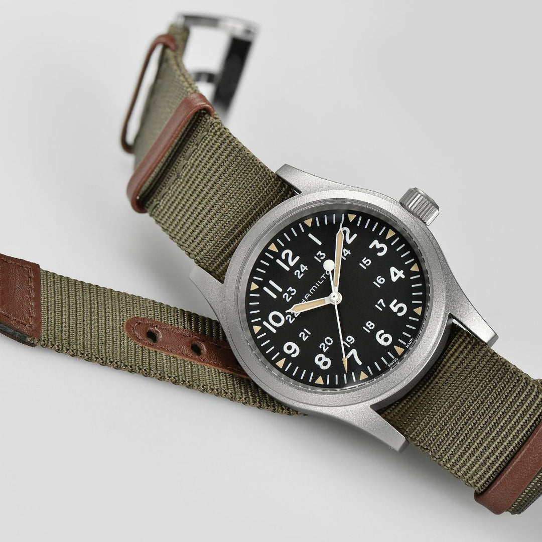 Hamilton Khaki Field Mechanical 38 mm H69439931 nato strap detail