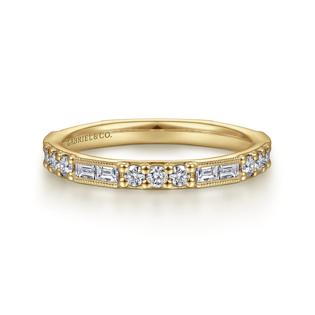 Gabriel & Co. 14K Yellow Gold Diamond Stackable Ring — front view — LR4572Y45JJ
