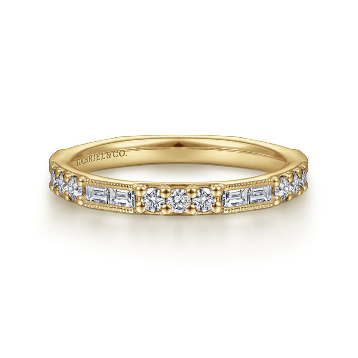 Gabriel & Co. 14K Yellow Gold Diamond Stackable Ring — front view — LR4572Y45JJ