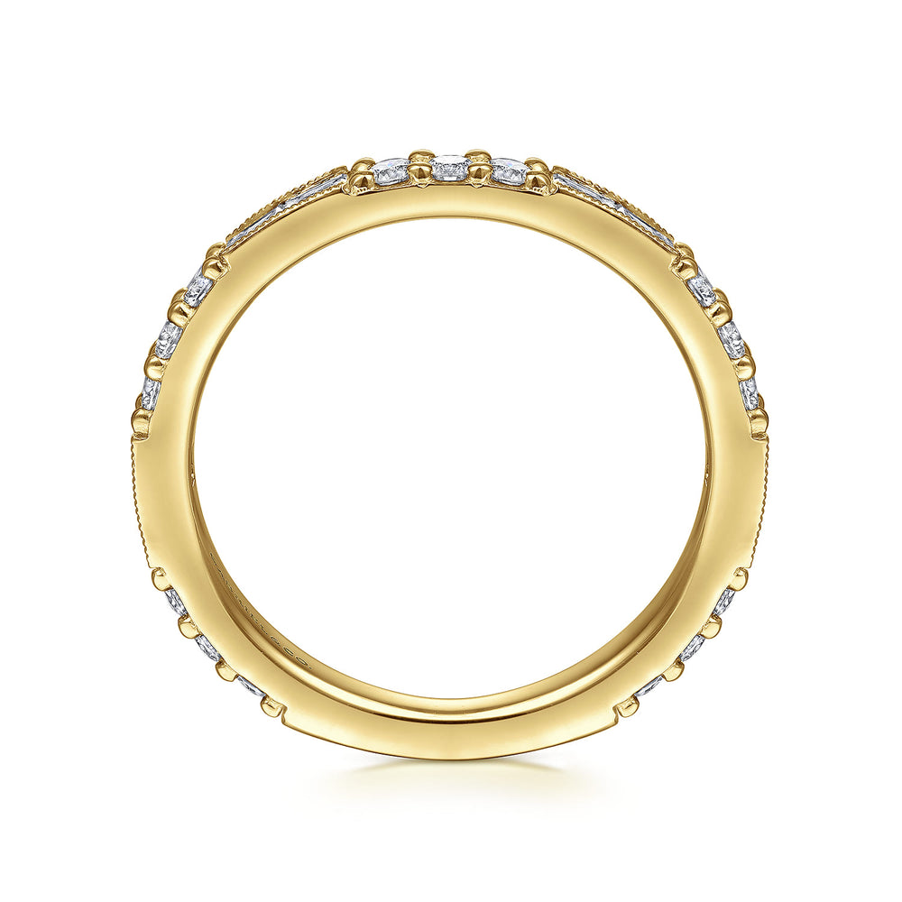 Gabriel & Co. 14K Yellow Gold Diamond Stackable Ring — profile view — LR4572Y45JJ