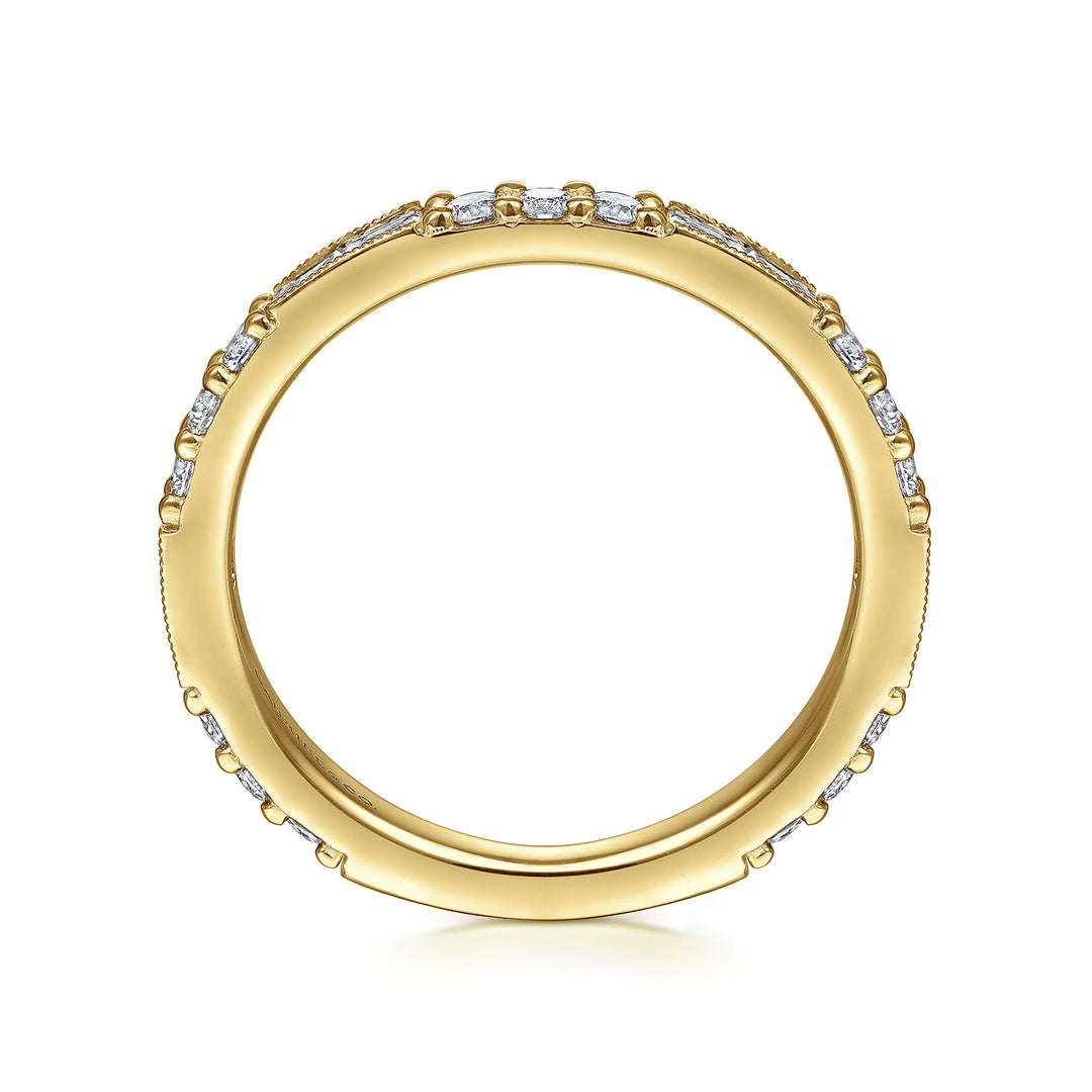 Gabriel & Co. 14K Yellow Gold Diamond Stackable Ring — profile view — LR4572Y45JJ