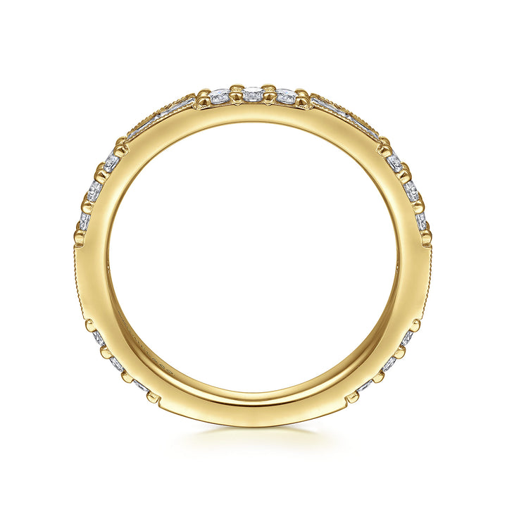 Gabriel & Co. 14K Yellow Gold Diamond Stackable Ring — profile view — LR4572Y45JJ