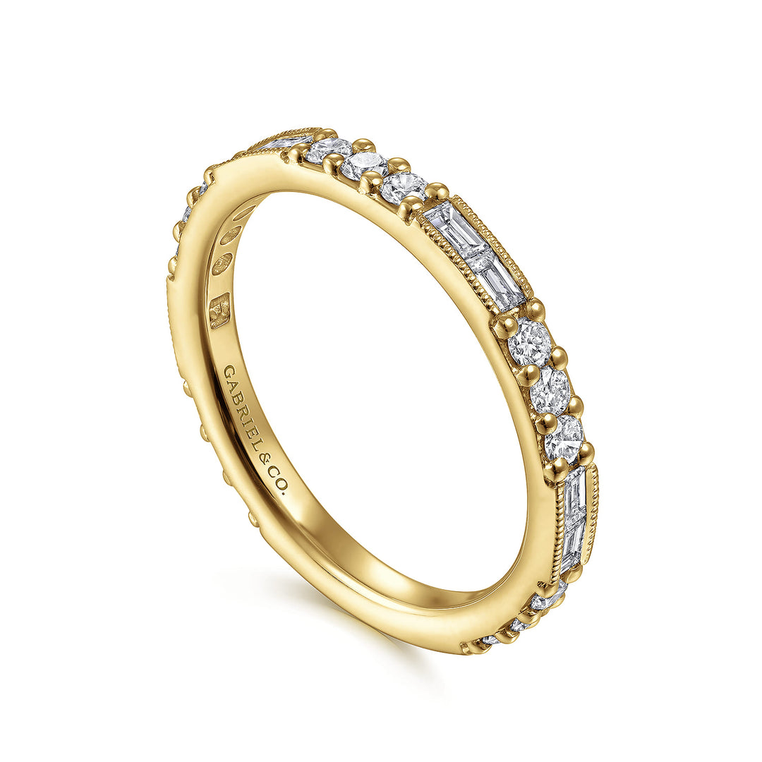 Gabriel & Co. 14K Yellow Gold Diamond Stackable Ring — angled view — LR4572Y45JJ