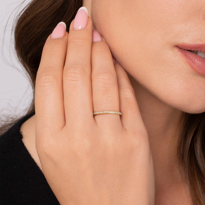 Gabriel & Co. 14K Yellow Gold Diamond Stackable Ring — shown on a model; other jewellery sold separately — LR4862Y45JJ