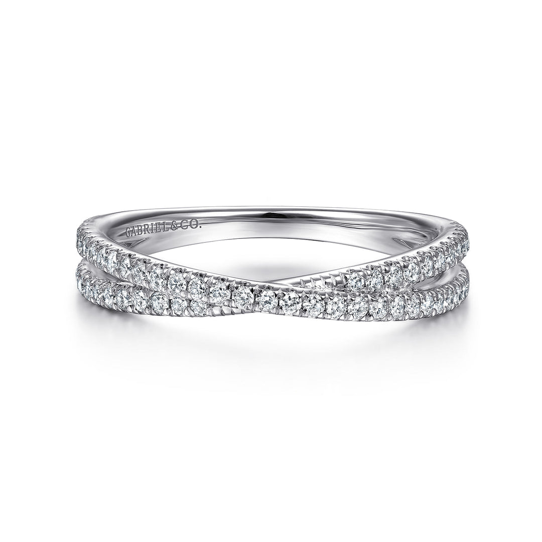 Gabriel & Co. 14K White Gold Diamond Criss Cross Ring — front view — LR51169W45JJ