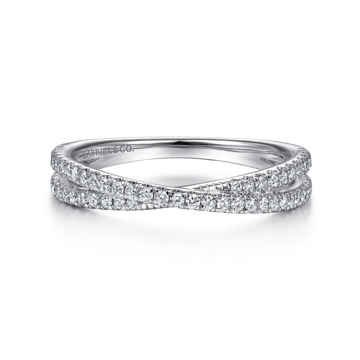 Gabriel & Co. 14K White Gold Diamond Criss Cross Ring — front view — LR51169W45JJ