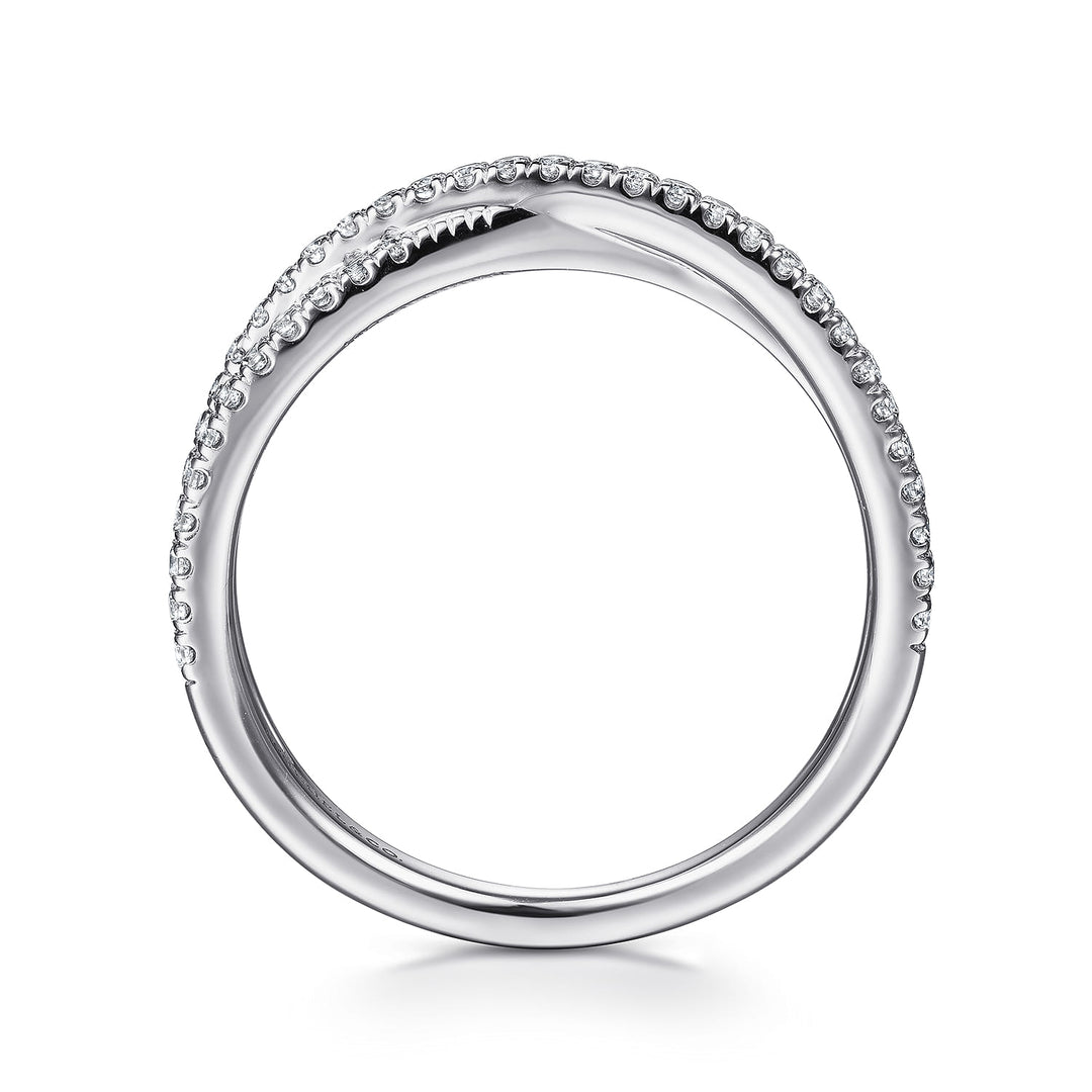 Gabriel & Co. 14K White Gold Diamond Criss Cross Ring — profile view — LR51169W45JJ