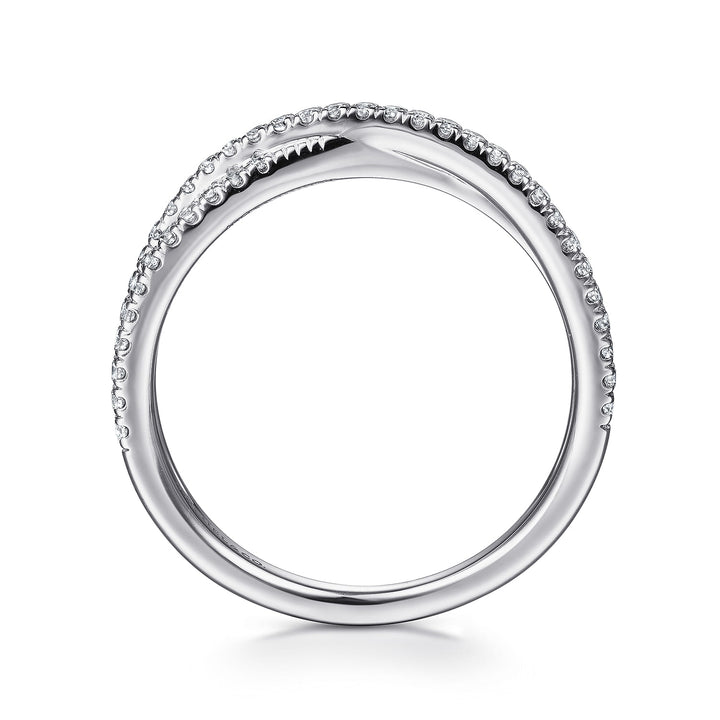 Gabriel & Co. 14K White Gold Diamond Criss Cross Ring — profile view — LR51169W45JJ