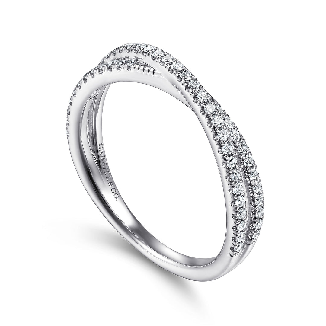 Gabriel & Co. 14K White Gold Diamond Criss Cross Ring — angled view — LR51169W45JJ
