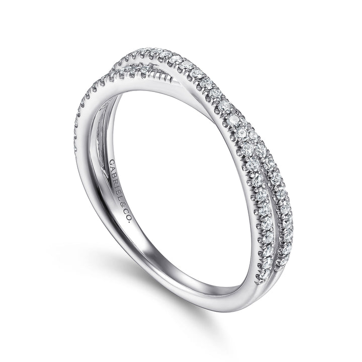 Gabriel & Co. 14K White Gold Diamond Criss Cross Ring — angled view — LR51169W45JJ