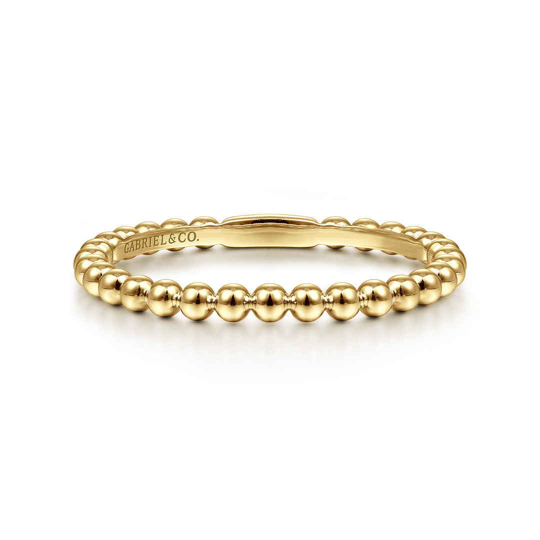 Gabriel & Co. 14K Yellow Gold Beaded Stackable Bujukan Ring — front view — LR51172Y4JJJ