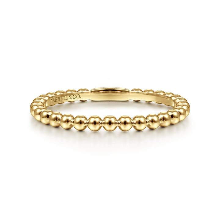 Gabriel & Co. 14K Yellow Gold Beaded Stackable Bujukan Ring — front view — LR51172Y4JJJ
