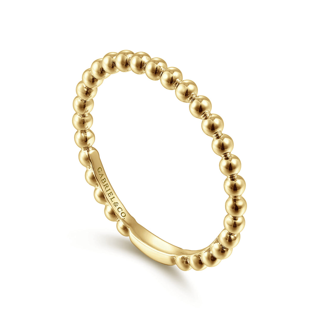 Gabriel & Co. 14K Yellow Gold Beaded Stackable Bujukan Ring — angled view — LR51172Y4JJJ