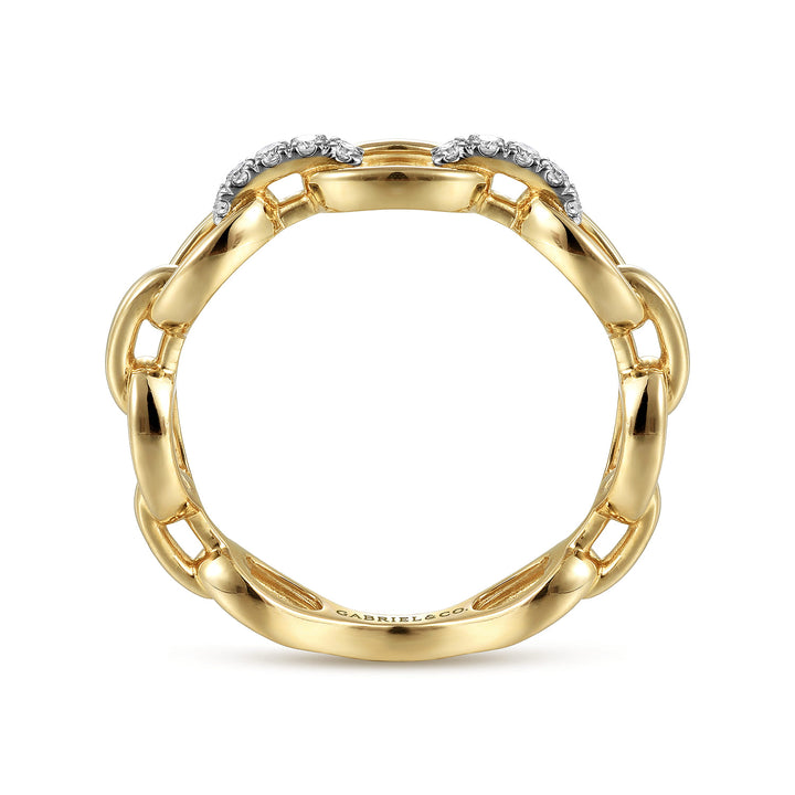 Gabriel & Co. 14K Yellow Gold Diamond Link Chain Ring — profile view — LR51461Y45JJ