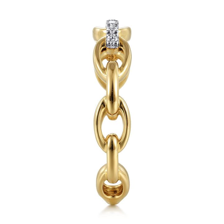 Gabriel & Co. 14K Yellow Gold Diamond Link Chain Ring — side detail — LR51461Y45JJ