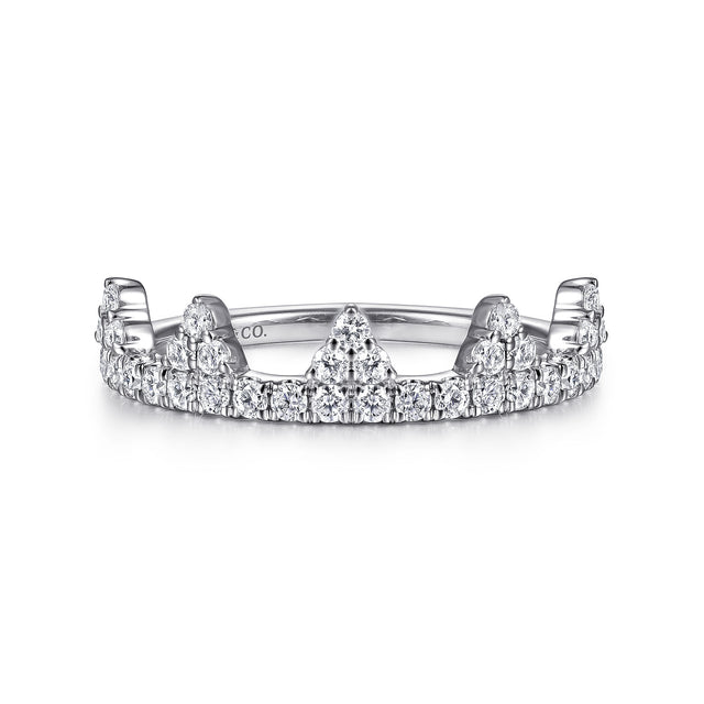 Gabriel & Co. 14K White Gold Diamond Crown Ring
