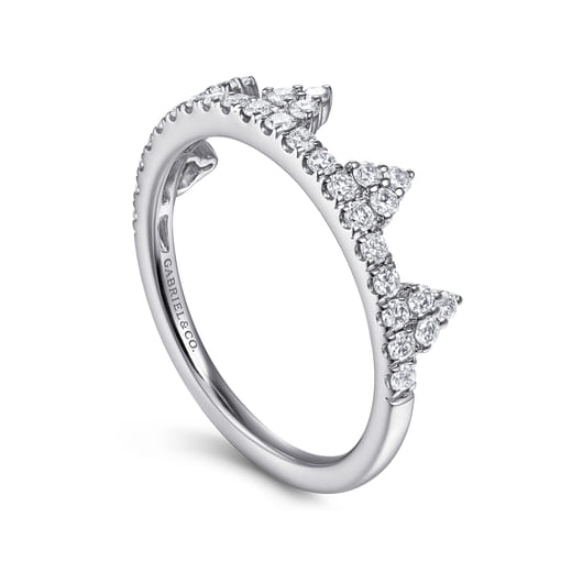 Gabriel & Co. 14K White Gold Diamond Crown Ring — product view 1 — LR51540W45JJ