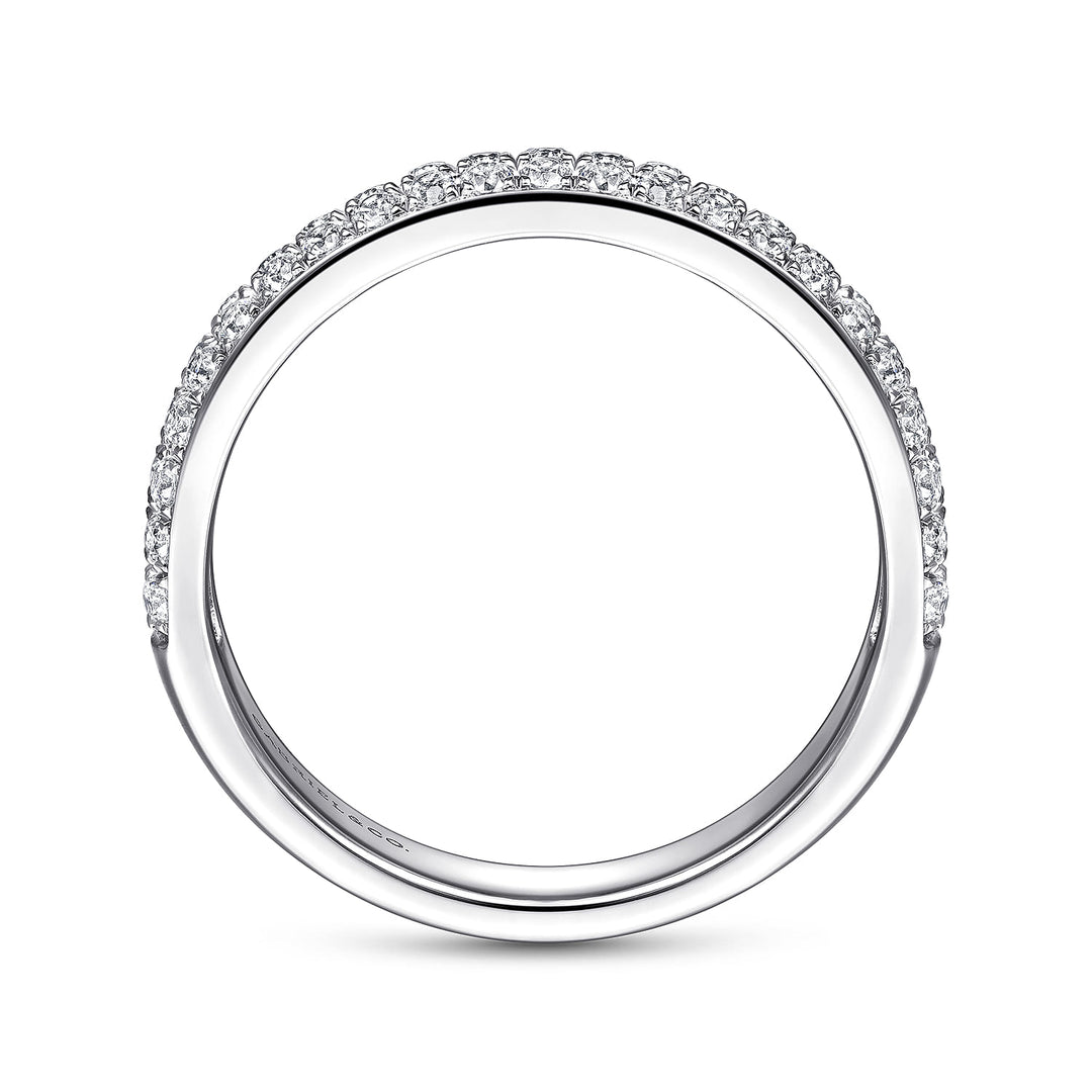 Gabriel & Co. 14K White Gold Diamond Pavé Band Ring — profile view — LR51758W45JJ