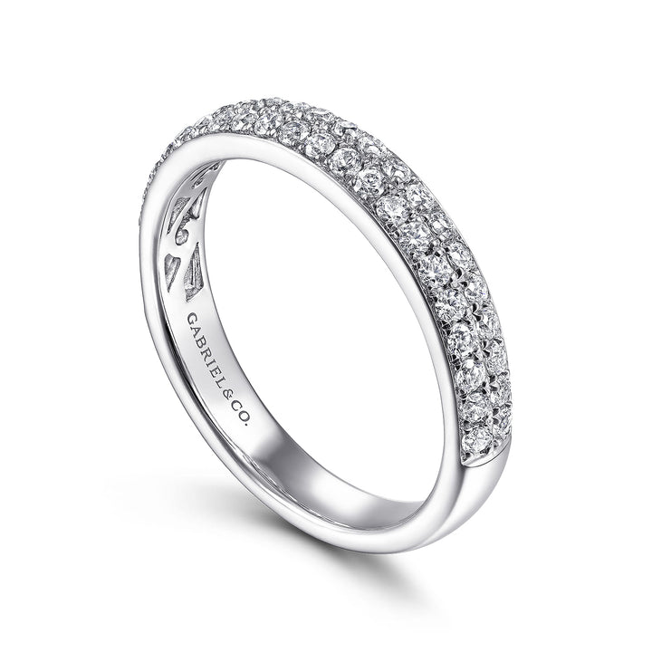 Gabriel & Co. 14K White Gold Diamond Pavé Band Ring — angled view — LR51758W45JJ