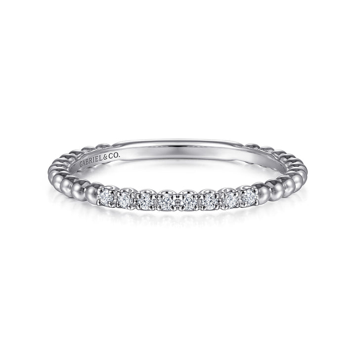 Gabriel & Co. 14K White Gold Bujukan Bead and Diamond Stackable Ring — front view — LR51823W45JJ