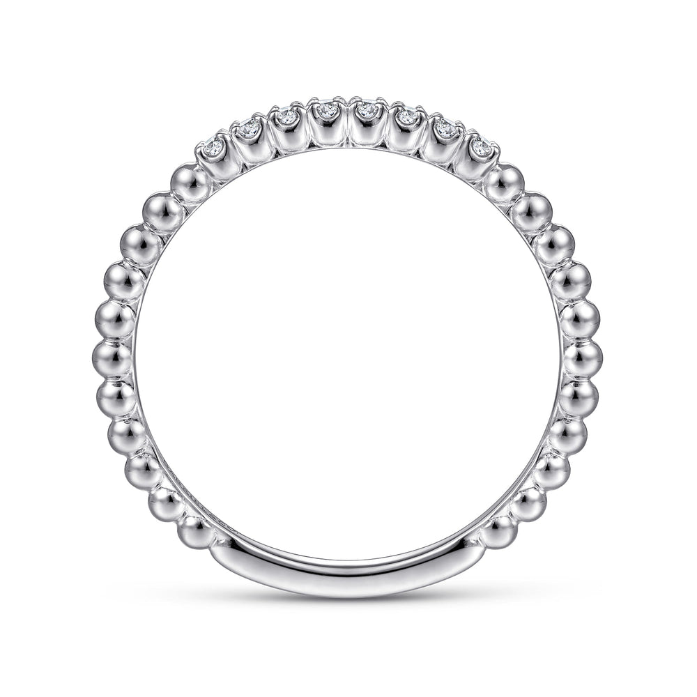 Gabriel & Co. 14K White Gold Bujukan Bead and Diamond Stackable Ring — profile view — LR51823W45JJ