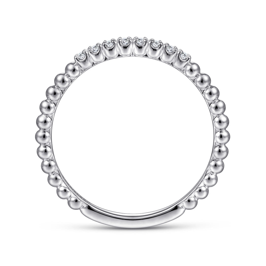 Gabriel & Co. 14K White Gold Bujukan Bead and Diamond Stackable Ring — profile view — LR51823W45JJ