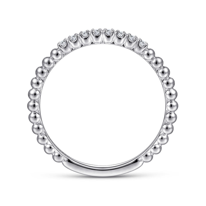 Gabriel & Co. 14K White Gold Bujukan Bead and Diamond Stackable Ring — profile view — LR51823W45JJ